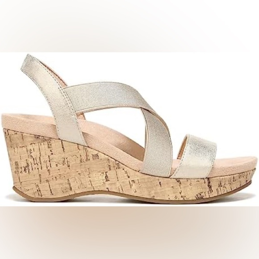 LIFE STRIDE Soft System Gold Shimmer Sandals - Picture 9 of 14